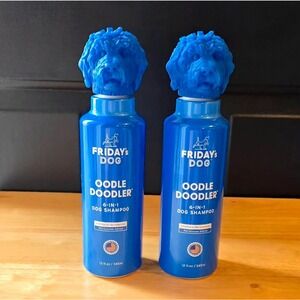 2 Bottles Fridays Dog Oodle Doodler 6in1 Dog Shampoo Blue Bottle Pet Grooming
